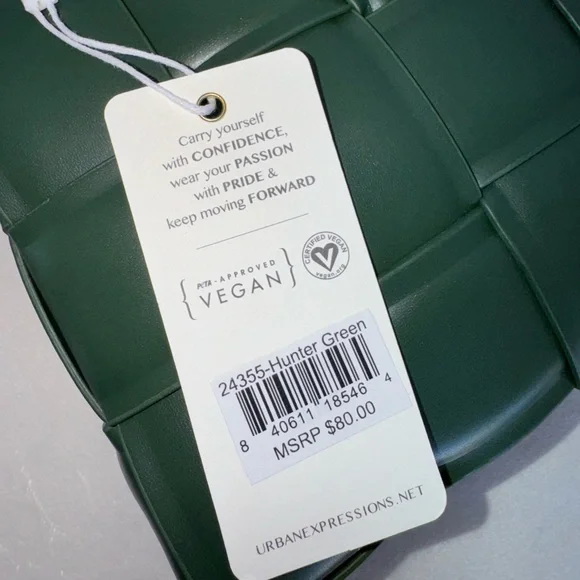 New Urban Expressions Dark Hunter Green Woven Shoulder Women’s Bag Purse-NWT - Picture 12 of 14